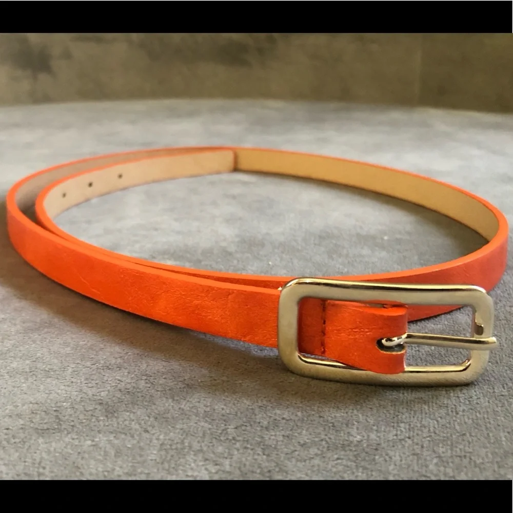Orange Women’s Belt with Silver Buckle